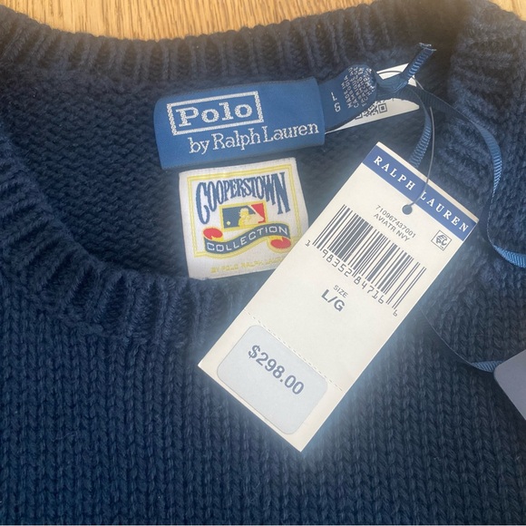 Polo Ralph Lauren Crewneck Sweater Cotton Yankees Embroidered Patch Baseball - Picture 9 of 9